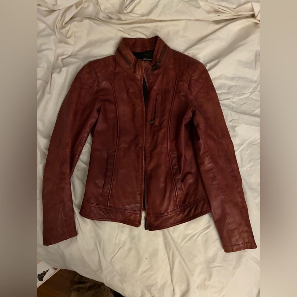 Women's Red Leather Jacket